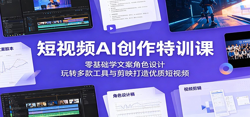 短视频AI创作特训课：零基础学文案角色设计，玩转多款工具与剪映打造优质短视频-赛德副业库