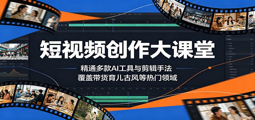 短视频创作大课堂：精通多款AI工具与剪辑手法，覆盖带货、育儿、古风等热门领域-赛德副业库