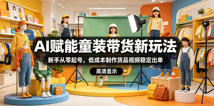 AI赋能童装带货新玩法，新手从零起号，低成本制作货品视频稳定出单-赛德副业库