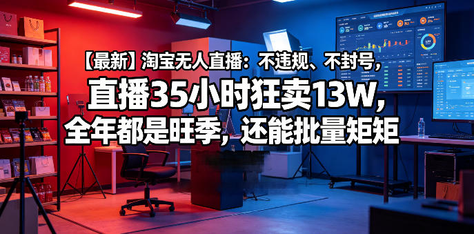 【最新】淘宝无人直播：不违规、不封号，直播35小时狂卖13W，全年都是旺季，还能批量矩阵操作【揭秘】-赛德副业库