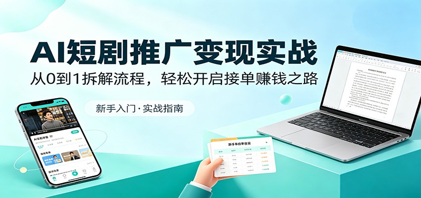 AI短剧推广变现实战:从0到1拆解流程,轻松开启接单赚钱之路-赛德副业库