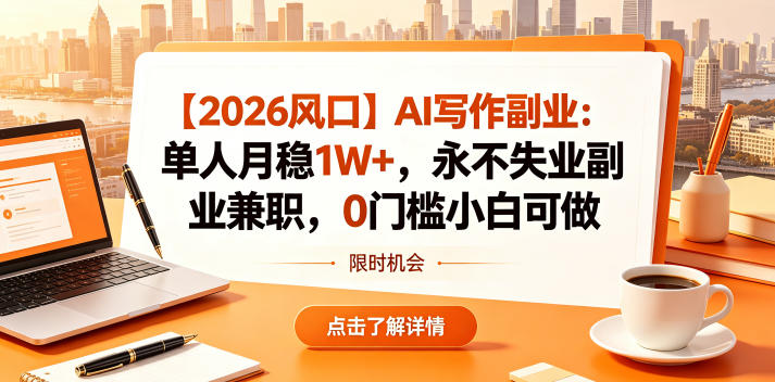 【2026风口】AI写作副业:单人月稳1W+,永不失业副业兼职,0门槛小白可做【揭秘】-赛德副业库