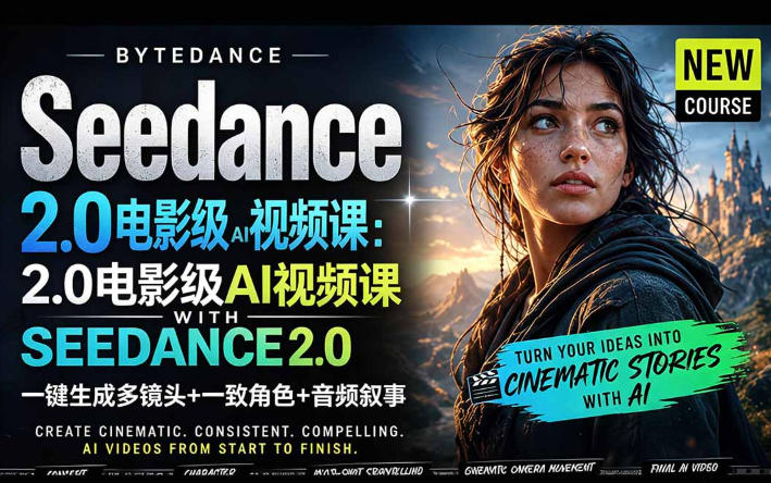 字节跳动的Seedance 2.0 AI电影视频生成制作教程,一键生成多镜头+一致角色+音频叙事-中英字幕-赛德副业库
