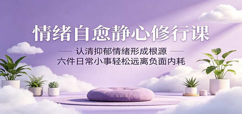 情绪自愈静心修行课:认清抑郁情绪形成根源,六件日常小事轻松远离负面内耗-赛德副业库