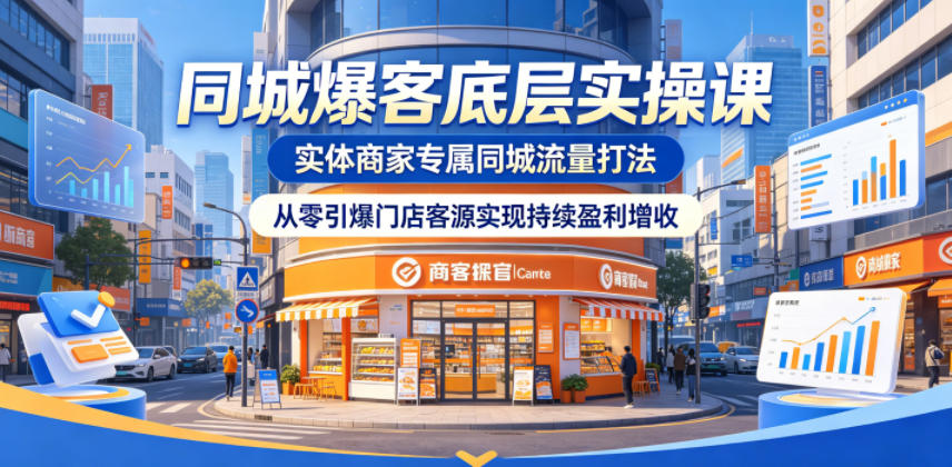 同城爆客底层实操课,实体商家专属同城流量打法,从零引爆门店客源实现持续盈利增收-赛德副业库