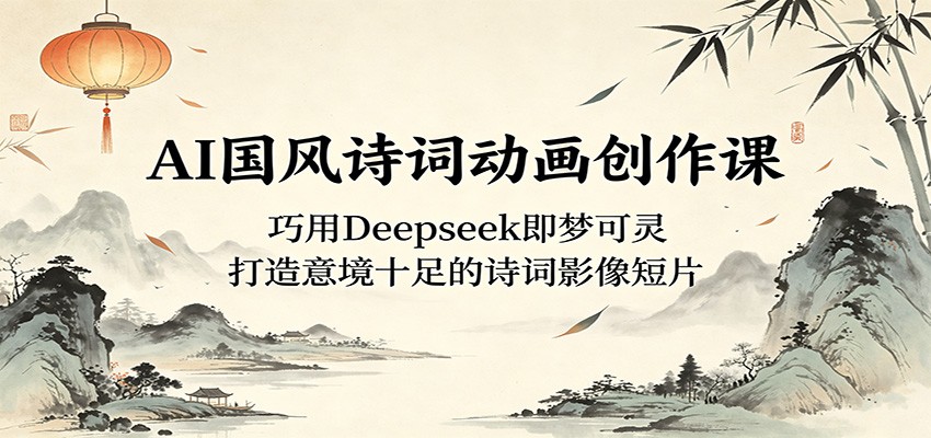 AI国风诗词动画创作课:巧用Deepseek即梦可灵,打造意境十足的诗词影像短片-赛德副业库