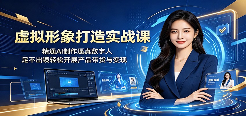 虚拟形象打造实战课：精通AI制作逼真数字人，足不出镜轻松开展产品带货与变现-赛德副业库