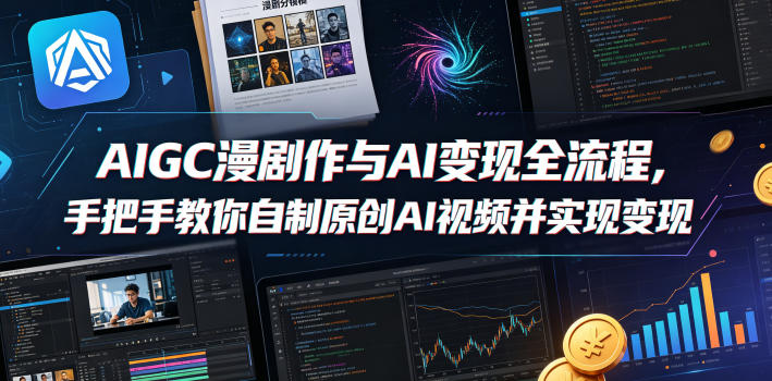 AIGC漫剧创作与AI变现全流程,手把手教你自制原创AI视频并实现变现-赛德副业库