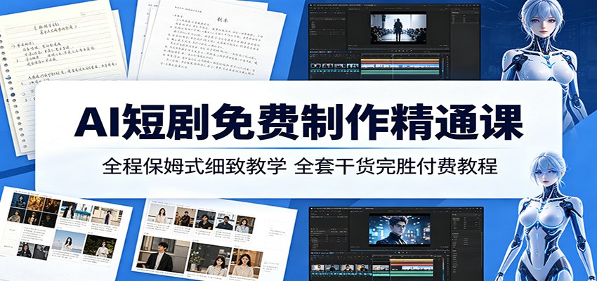 AI短剧免费制作精通课:全程保姆式细致教学,全套干货完胜付费教程-赛德副业库