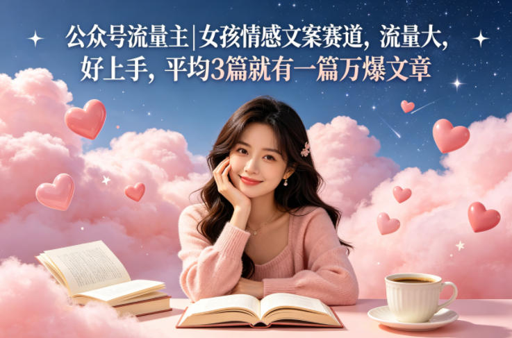 公众号流量主女孩情感文案赛道，流量大，好上手，平均3篇就有一篇万爆文章-赛德副业库