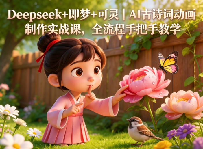 Deepseek+即梦+可灵|AI古诗词动画制作实战课,全流程手把手教学-赛德副业库