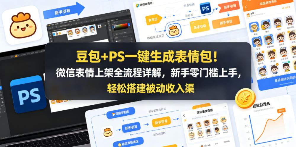 豆包+PS一键生成表情包!微信表情上架全流程详解,新手零门槛上手,轻松搭建被动收入渠道-赛德副业库