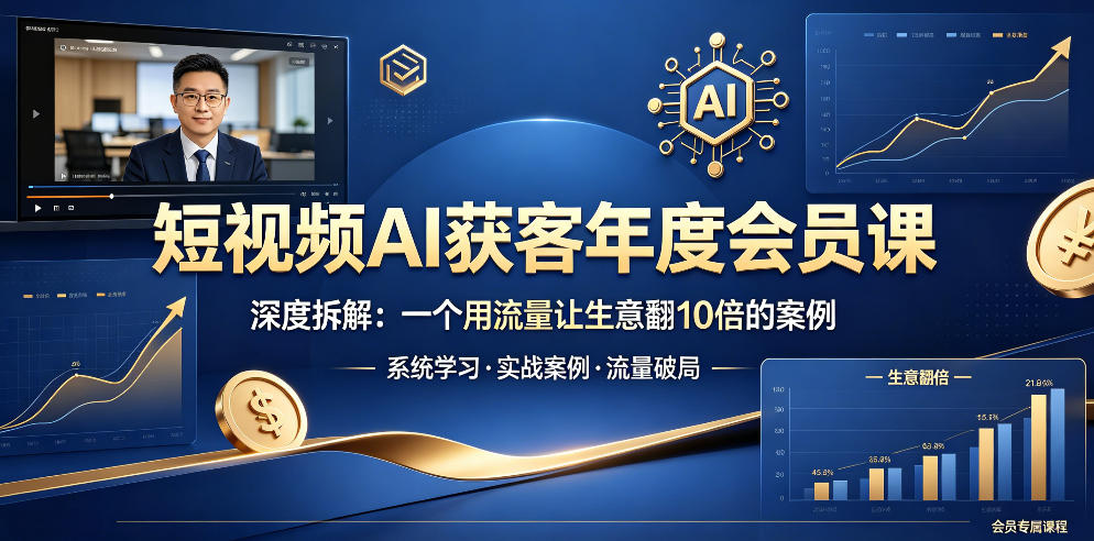 短视频AI获客年度会员课,深度拆解,一个用流量让生意翻10倍的案例-赛德副业库