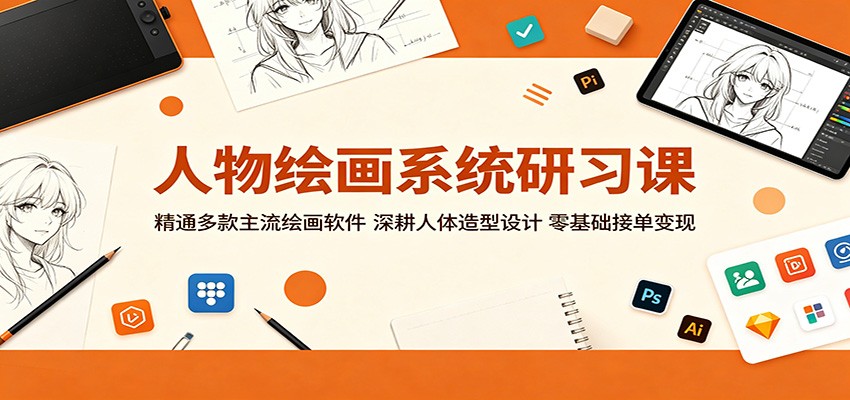 人物绘画系统研习课:精通多款主流绘画软件,深耕人体造型设计,零基础接单变现-赛德副业库