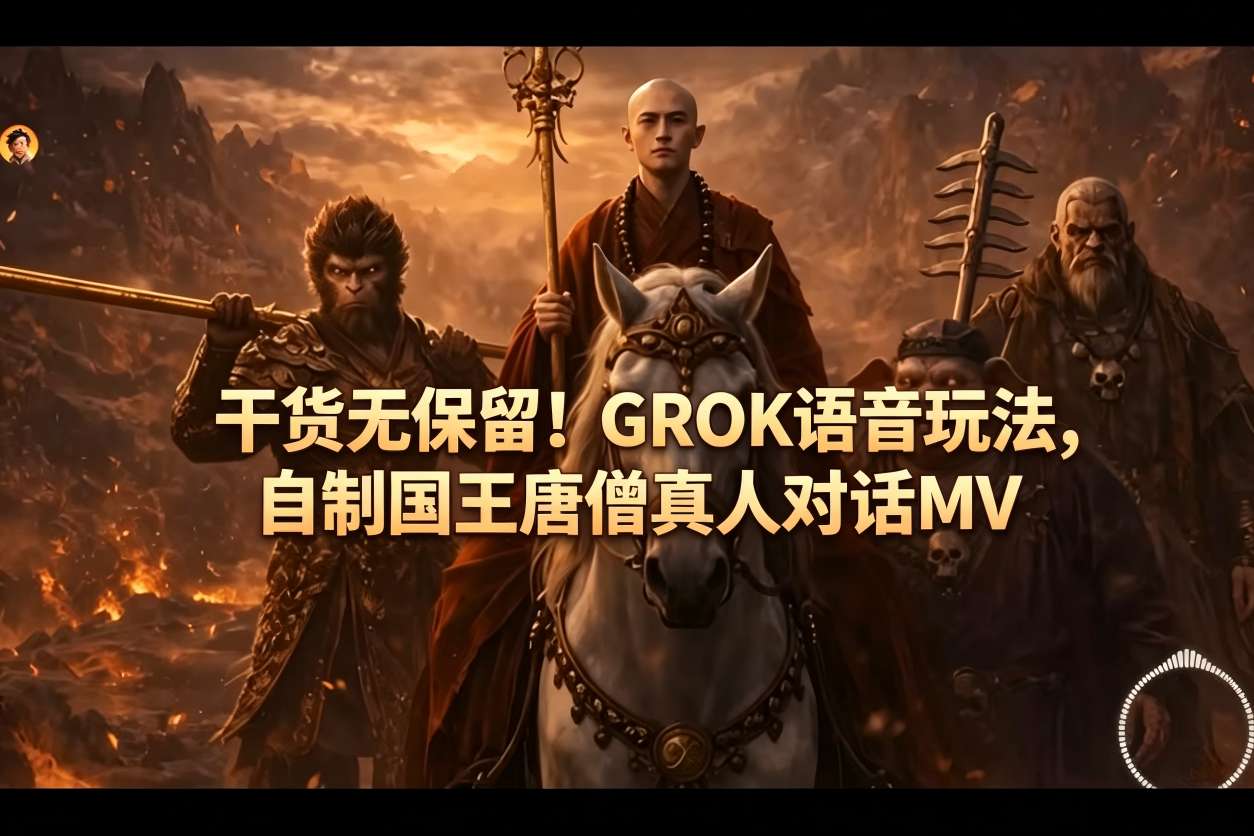 干货无保留！GROK语音玩法，自制国王唐僧真人对话MV-赛德副业库