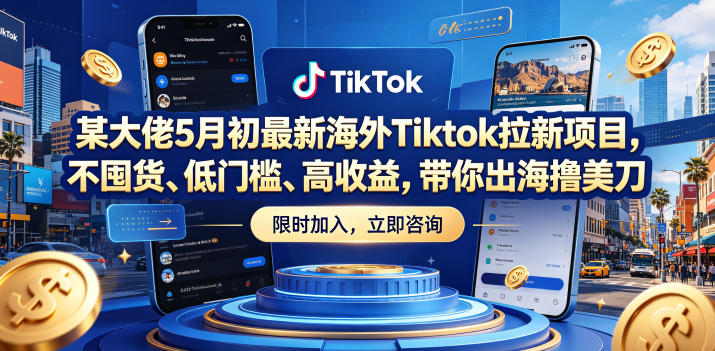 某大佬5月初最新海外Tiktok拉新项目，不囤货、低门槛、高收益，带你出海撸美刀-赛德副业库