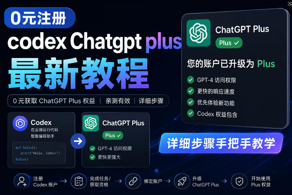 0元全自动注册codex gpt plus最新教程,0元获取GPT Plus权益,手把手详细教学-赛德副业库