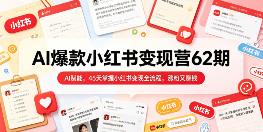 AI爆款小红书变现营62期2026年5月，AI赋能，45天掌握小红书变现全流程，涨粉又賺钱-赛德副业库