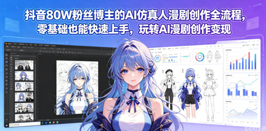 抖音80W粉丝博主的AI仿真人漫剧创作全流程，零基础也能快速上手，玩转AI漫剧创作变现-赛德副业库