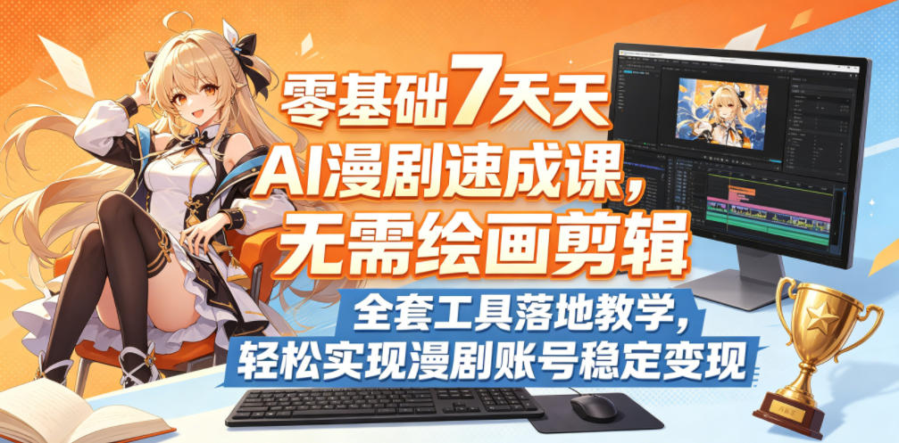 零基础7天AI漫剧速成课，无需绘画剪辑，全套工具落地教学，轻松实现漫剧账号稳定变现-赛德副业库
