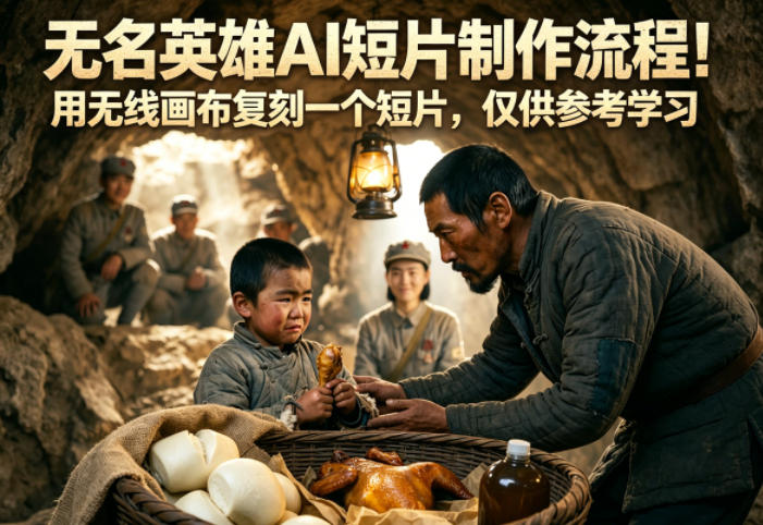 无名英雄AI短片制作流程!用无线画布复刻一个短片,仅供参考学习-赛德副业库