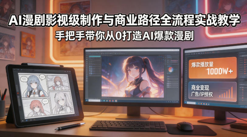 AI漫剧影视级制作与商业路径全流程实战教学，手带你从0打造AI爆款漫剧-赛德副业库