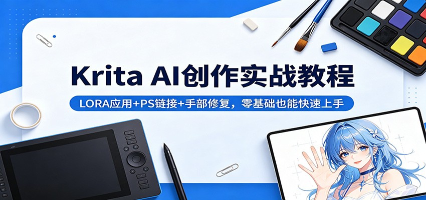 Krita AI创作实战教程:LORA应用+PS链接+手部修复,零基础也能快速上手-赛德副业库