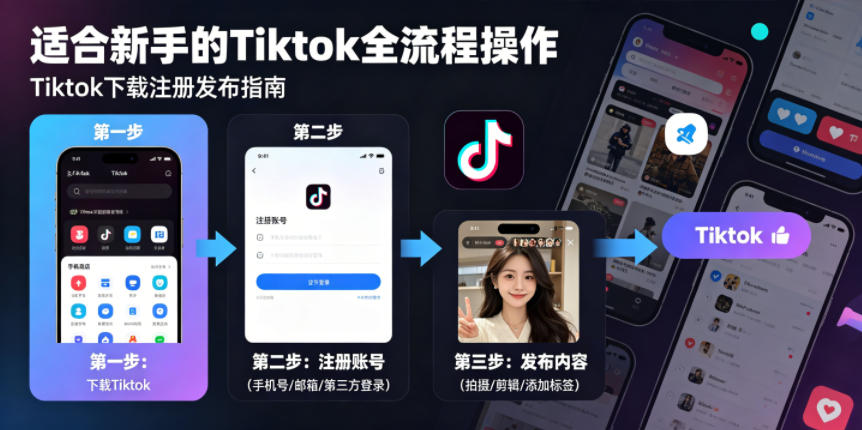 Tiktok下载注册发布,适合新手的Tiktok全流程操作-赛德副业库