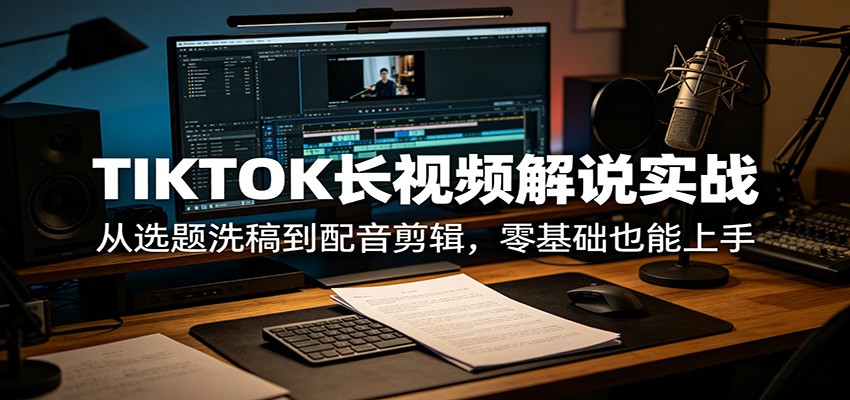 TIKTOK长视频解说实战:从选题洗稿到配音剪辑,零基础也能上手-赛德副业库