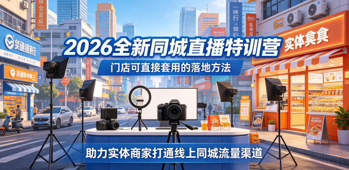 2026全新同城直播特训营,门店可直接套用的落地方法,助力实体商家打通线上同城流量渠道-赛德副业库