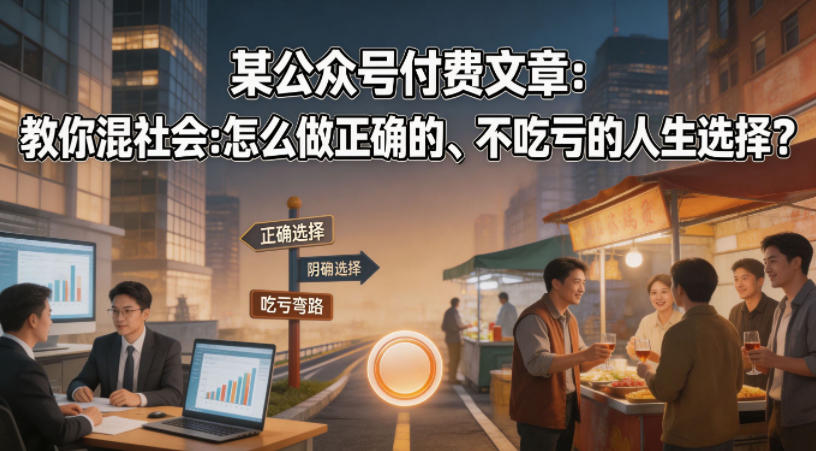 某公众号付费文章:教你混社会:怎么做正确的、不吃亏的人生选择?-赛德副业库
