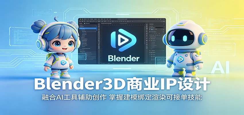Blender3D商业IP设计:融合AI工具辅助创作,掌握建模绑定渲染可接单技能-赛德副业库