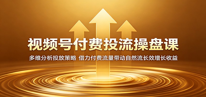 视频号付费投流操盘课:多维分析投放策略,借力付费流量带动自然流长效增长收益-赛德副业库
