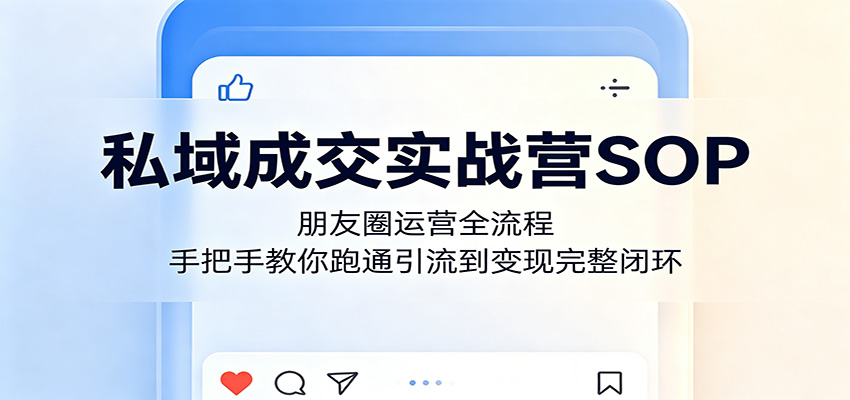 私域成交实战营SOP:朋友圈运营全流程,手把手教你跑通引流到变现完整闭环-赛德副业库
