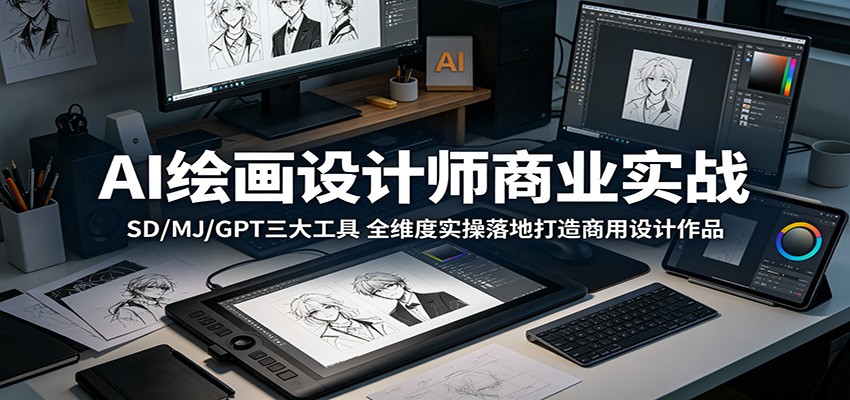 AI绘画设计师商业实战:SD/MJ/GPT三大工具,全维度实操落地打造商用设计作品-赛德副业库
