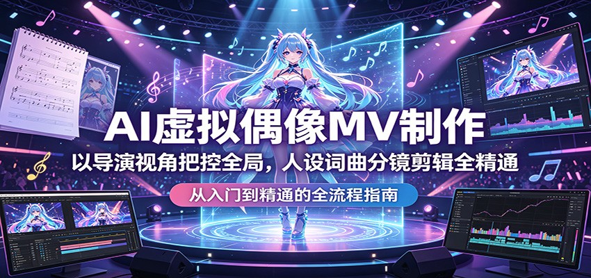 AI虚拟偶像MV制作:以导演视角把控全局,人设词曲分镜剪辑全精通-赛德副业库