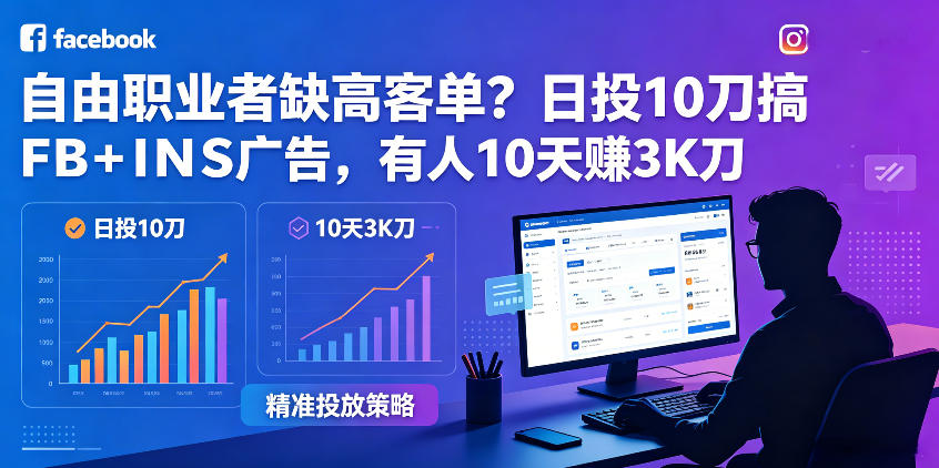 自由职业者缺高客单?日投10刀搞FB+INS广告,有人10天赚3K刀!【原创双语字幕】-赛德副业库