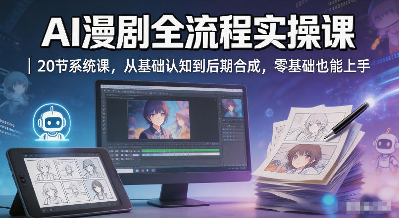 AI漫剧全流程实操课｜20节系统课，从基础认知到后期合成，零基础也能上手-赛德副业库