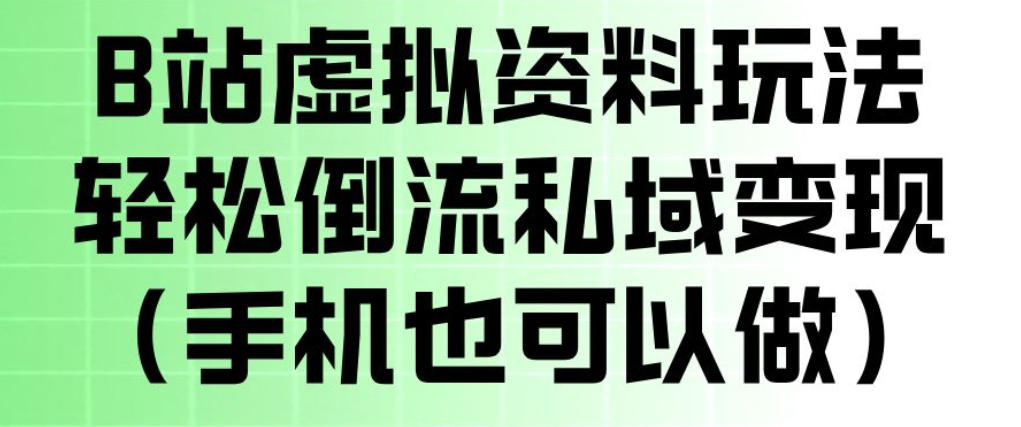 B站虚拟资料玩法，轻松倒流私域变现，一部手机就可以做-赛德副业库