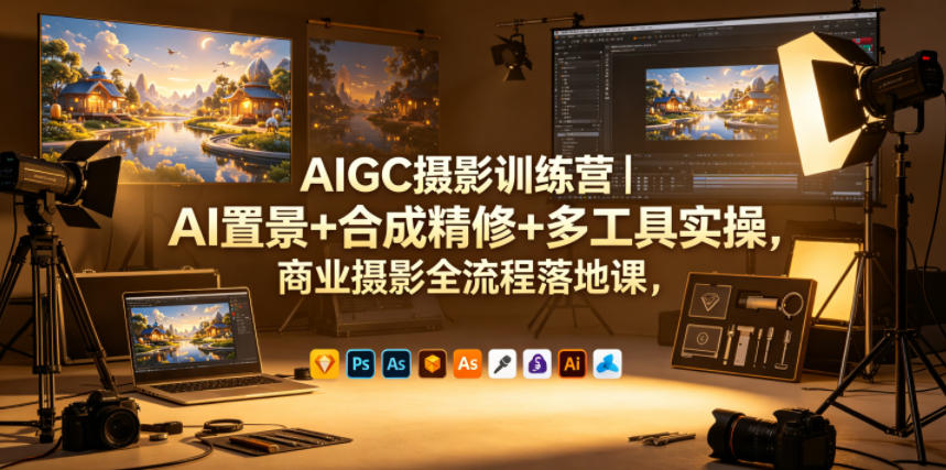 AIGC摄影训练营|AI置景+合成精修+多工具实操,商业摄影全流程落地课-赛德副业库