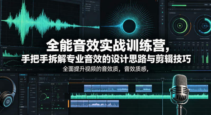 全能音效实战训练营,手把手拆解专业音效的设计思路与剪辑技巧,全面提升视频的音效质感-赛德副业库