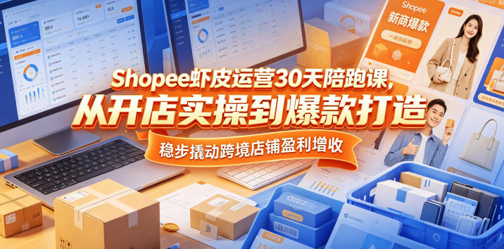 Shopee虾皮运营30天陪跑课,从开店实操到爆款打造,稳步撬动跨境店铺盈利增收-赛德副业库