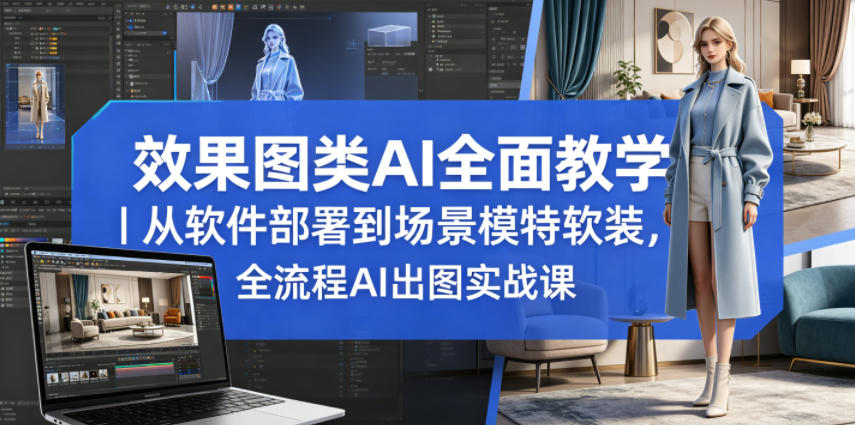 效果图类AI全面教学｜从软件部署到场景模特软装，全流程AI出图实战课-赛德副业库