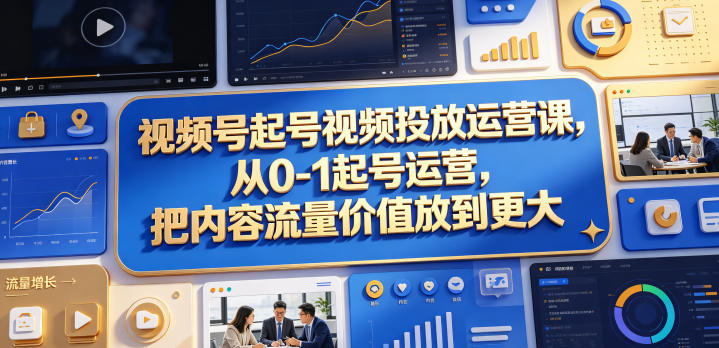 视频号起号视频投放运营课,从0-1起号运营,把内容流量价值放到更大-赛德副业库
