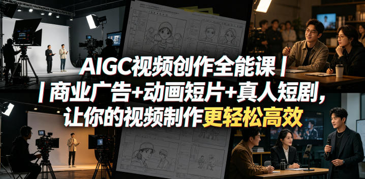 AIGC视频创作全能课｜商业广告+动画短片+真人短剧，让你的视频制作更轻松高效-赛德副业库