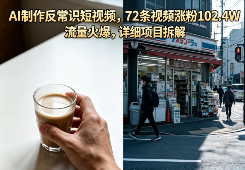 AI制作反常识短视频，72条视频涨粉102.4W，流量火爆，详细项目拆解-赛德副业库