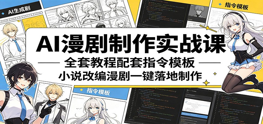 AI漫剧制作实战课:全套教程配套指令模板,小说改编漫剧一键落地制作-赛德副业库