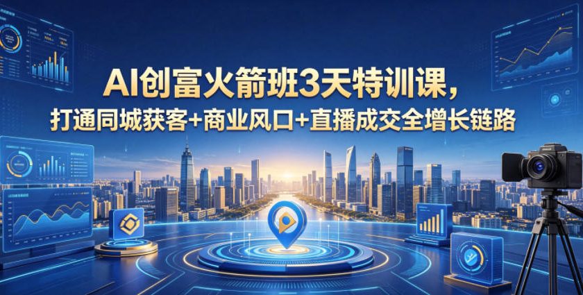 AI创富火箭班3天特训课,打通同城获客+商业风口+直播成交全增长链路,2026年4月新课-赛德副业库
