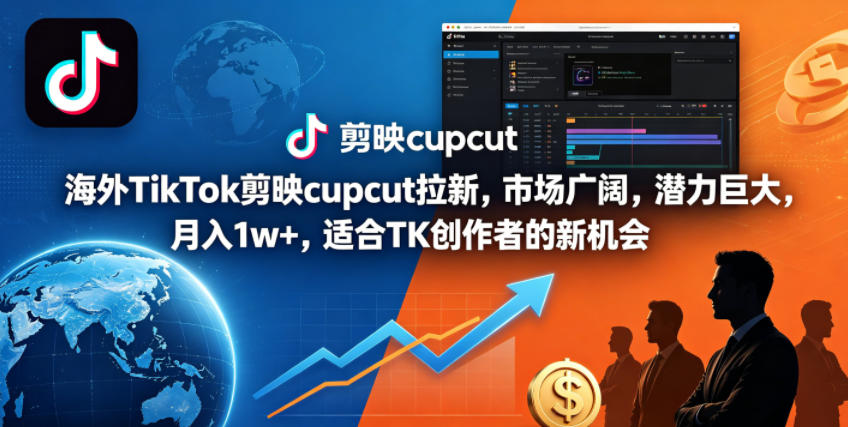 海外TikTok剪映cupcut拉新，市场广阔，潜力巨大，月入1w+，适合TK创作者的新机会-赛德副业库