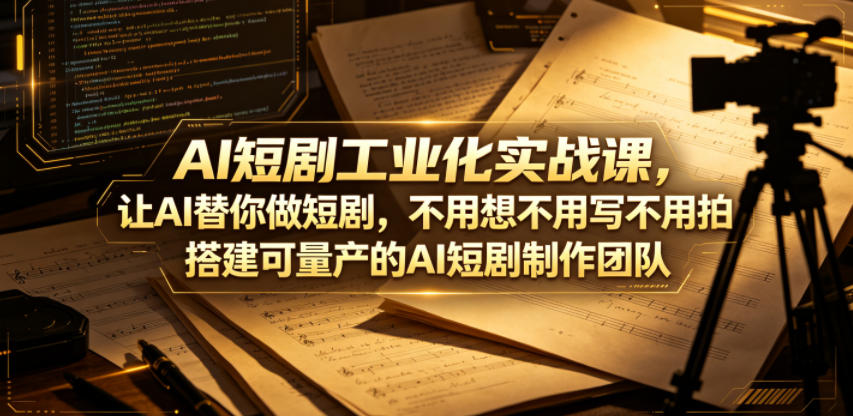 AI短剧工业化实战课，让AI替你做短剧，不用想不用写不用拍，搭建可量产的AI短剧制作团队-赛德副业库